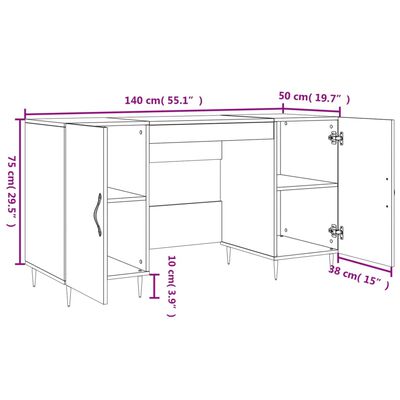 vidaXL Pisalna miza črna 140x50x75 cm inženirski les