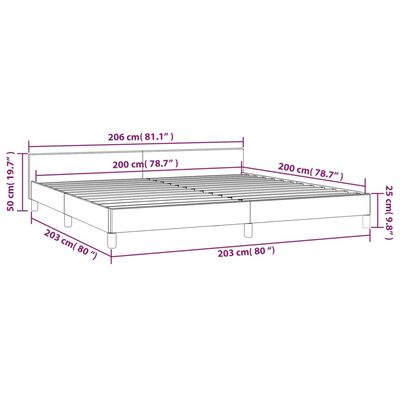 vidaXL Posteljni okvir z vzglavjem temno siv 200x200 cm žamet