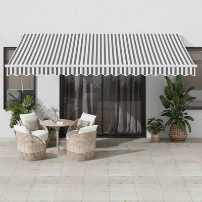 vidaXL Ročno zložljiva tenda z LED antracit in bela 450x300 cm