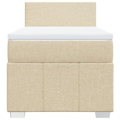 vidaXL Box spring postelja z vzmetnico krem 80x200 cm blago