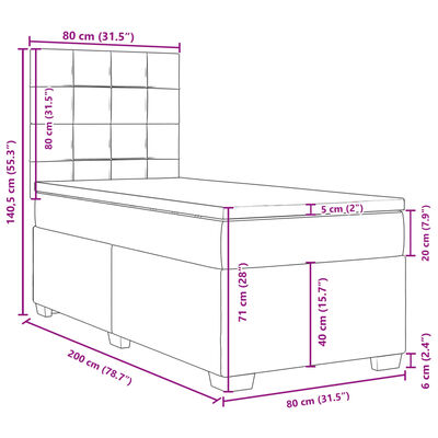 vidaXL Box spring postelja z vzmetnico roza 80x200 cm žamet