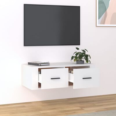 vidaXL Viseča TV omarica bela 80x36x25 cm inženirski les