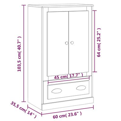 vidaXL Visoka omara siva sonoma 60x35,5x103,5 cm inženirski les