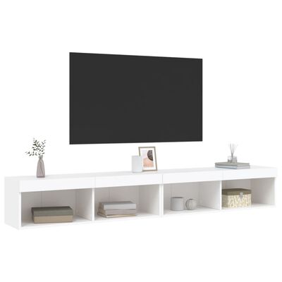 vidaXL TV omarica z LED lučkami 2 kosa bela 100x30x30 cm