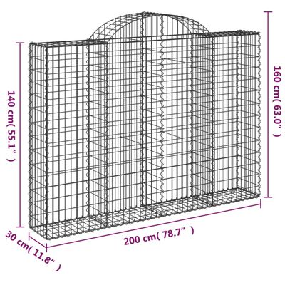 vidaXL Obokane gabion košare 25 kosov 200x30x140/160 cm cinkano železo