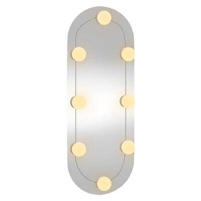 vidaXL Stensko ogledalo z LED lučkami 20x50 cm stekleno ovalno