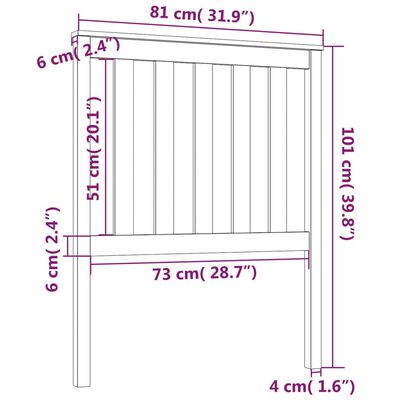 vidaXL Posteljno vzglavje 81x6x101 cm trdna borovina