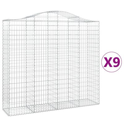 vidaXL Obokane gabion košare 9 kosi 200x50x180/200 cm pocinkano železo