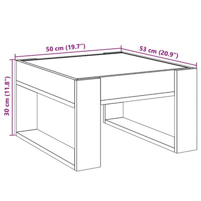 vidaXL Klubska mizica z neskončnimi LED siva sonoma 50x53x30 cm