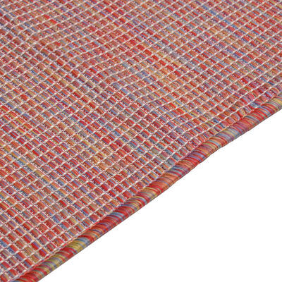 vidaXL Zunanja preproga ploščato tkanje 140x200 cm rdeča