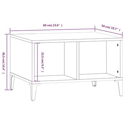 vidaXL Klubska mizica siva sonoma 60x50x36,5 cm inženirski les