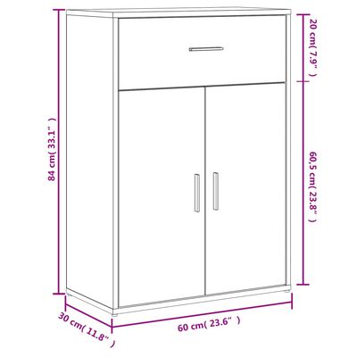 vidaXL Komoda bela 60x30x84 cm inženirski les