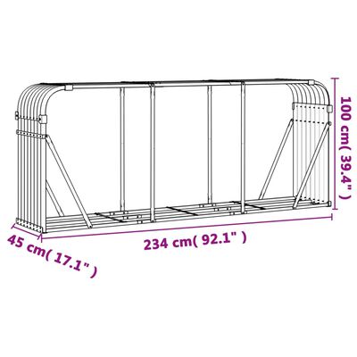 vidaXL Nosilec za polena antraciten 234x45x100 cm pocinkano jeklo