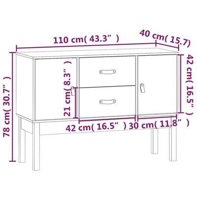 vidaXL Komoda 110x40x78 cm trdna borovina