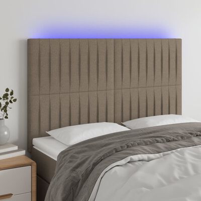 vidaXL LED posteljno vzglavje taupe 144x5x118/128 cm blago