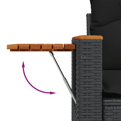 vidaXL Vrtna sedežna garnitura 7-delna z blazinami črn poli ratan