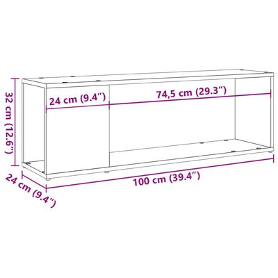 vidaXL TV omarica artisan hrast 100x24x32 cm inženirski les