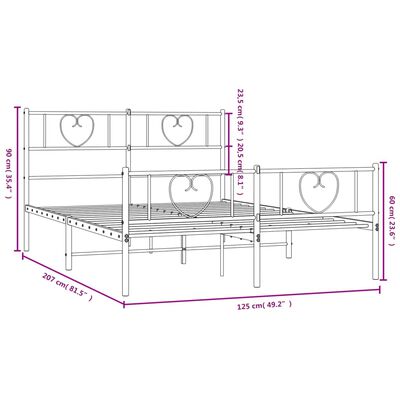 vidaXL Kovinski posteljni okvir z vzglavjem in vznožjem črn 120x200 cm