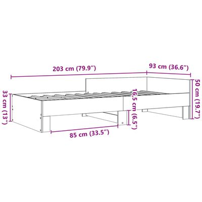 vidaXL Posteljni okvir sonoma hrast 90x200 cm inženirski les