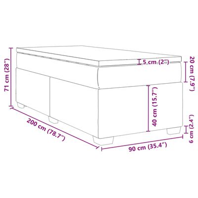 vidaXL Box spring postelja z vzmetnico svetlo siva 90x200 cm blago