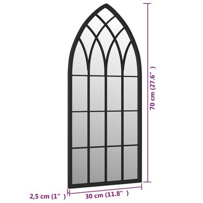 vidaXL Vrtno ogledalo črno 70x30 cm železno za zunanjo uporabo