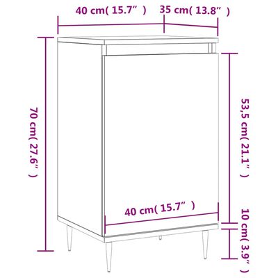 vidaXL Komoda 2 kosa črna 40x35x70 cm inženirski les