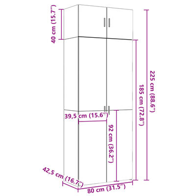 vidaXL Omara za shranjevanje dim. hrast 80x42,5x225 cm inženirski les