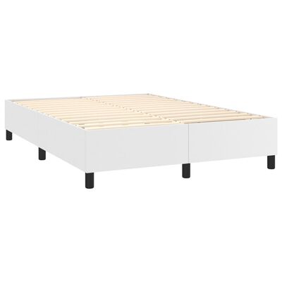 vidaXL Box spring postelja z vzmetnico bel 140x200 cm umetno usnje