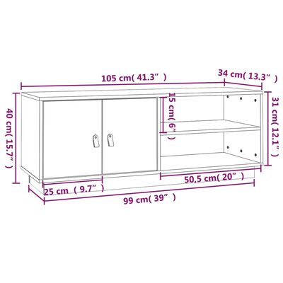 vidaXL TV omarica bela 105x34x40 cm trdna borovina