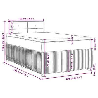 vidaXL Box spring postelja z vzmetnico modra 120x190 cm žamet