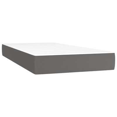 vidaXL Box spring postelja z vzmetnico siva 120x190 cm umetno usnje