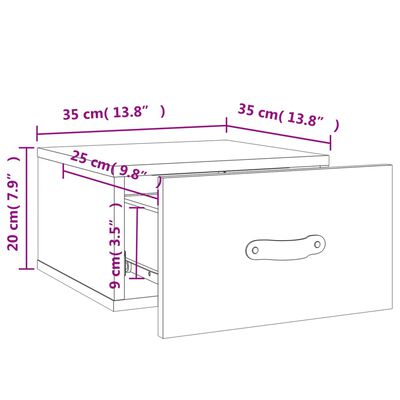 vidaXL Stenska nočna omarica 2 kosa siva sonoma 35x35x20 cm