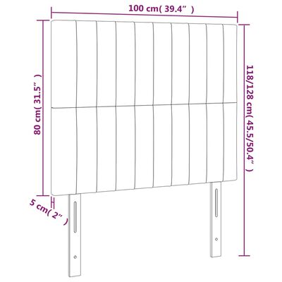 vidaXL LED posteljno vzglavje svetlo sivo 100x5x118/128 cm žamet