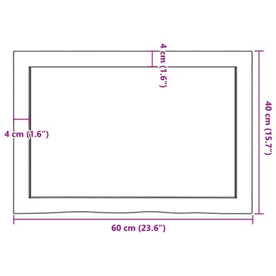 vidaXL Mizna plošča 60x40x(2-4) cm neobdelana trdna hrastovina