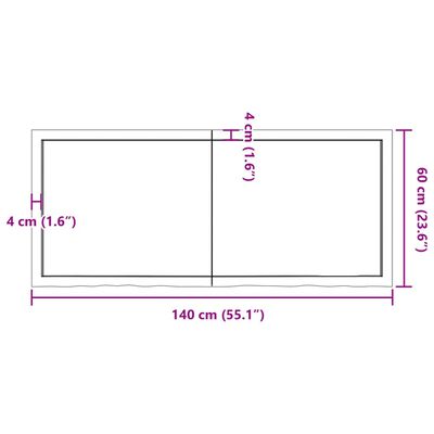 vidaXL Stenska polica svetlo rjava 140x60x(2-4) cm trdna hrastovina