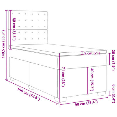 vidaXL Box spring postelja z vzmetnico modra 90x190 cm blago