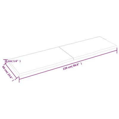 vidaXL Kopalniški pult svetlo rjav 220x60x(2-4) cm obdelan trden les