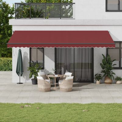 vidaXL Avtomatsko zložljiva tenda LED bordo 600x350 cm