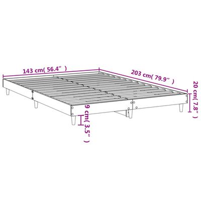 vidaXL Posteljni okvir brez vzmetnice hrast 140x200 cm inženirski les