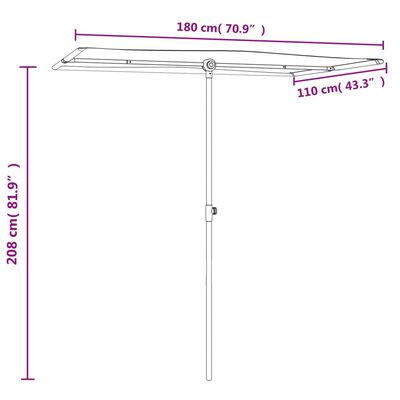 vidaXL Zunanji senčnik z aluminijastim drogom 180x110 cm terakota