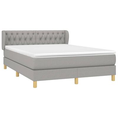 vidaXL Box spring posteljni z vzmetnico svetlo siv 140x190 cm blago