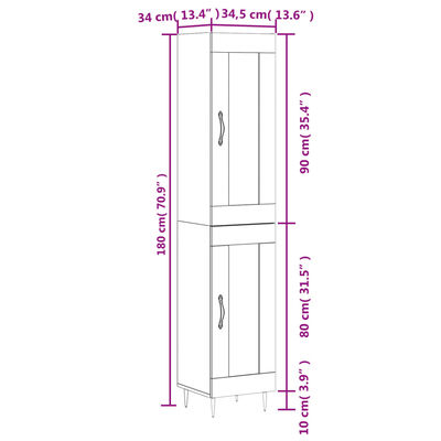 vidaXL Visoka omara sonoma hrast 34,5x34x180 cm inženirski les