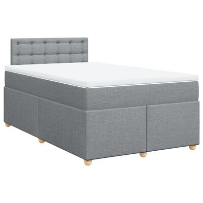 vidaXL Boxspring postelja z vzmetnico svetlo siva 120x190 cm blago