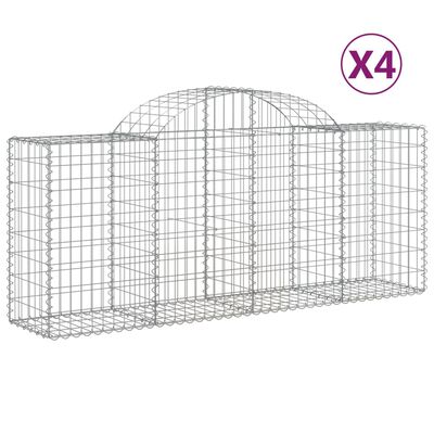 vidaXL Obokane gabion košare 4 kosi 200x50x80/100 cm pocinkano železo