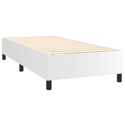 vidaXL Box spring postelja z vzmetnico bel 90x190 cm umetno usnje