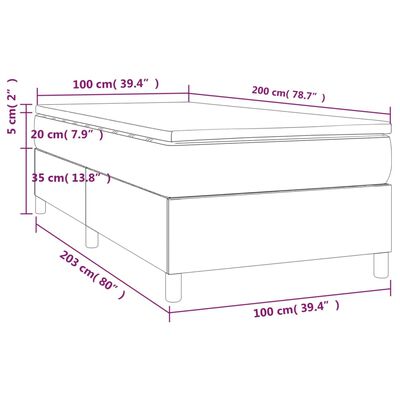 vidaXL Box spring postelja z vzmetnico svetlo siv 100x200 cm blago