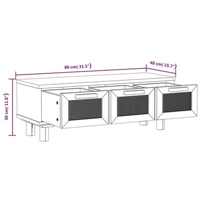 vidaXL Klubska mizica Črna 80x40x30 cm inženirski les trdna borovina