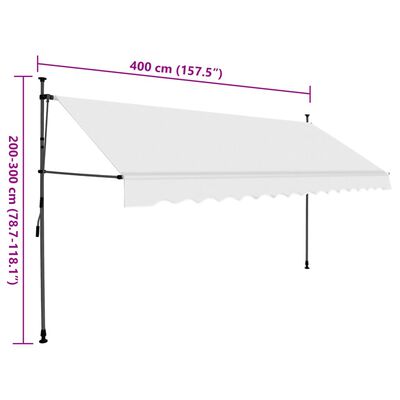 vidaXL Ročno zložljiva tenda z LED lučkami 400 cm krem