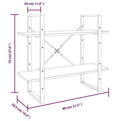 vidaXL Knjižna omara 5-nadstropna siva sonoma 80x30x175 cm inžen. les