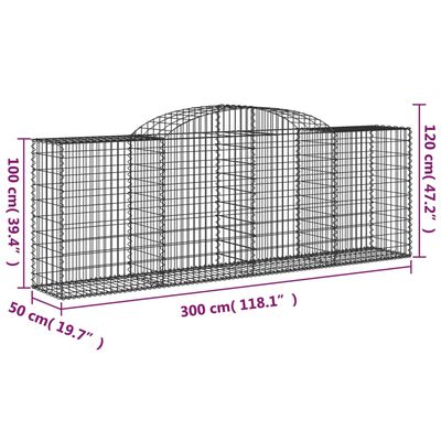 vidaXL Obokana gabionska košara 9kos 300x50x100/120cm pocinkano železo